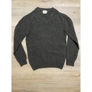 Scottish Made 100% Merino Wool Sweater M Olive Donegal Fleck Heritage Knit